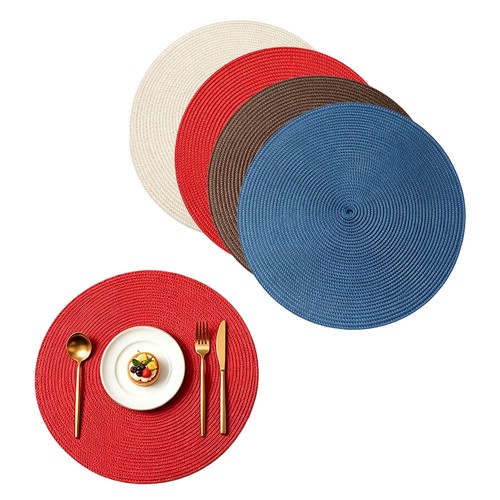 Round woven pcs placemats - 4/6,