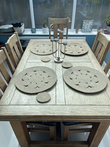 Round jute placemats set - placemats, 4