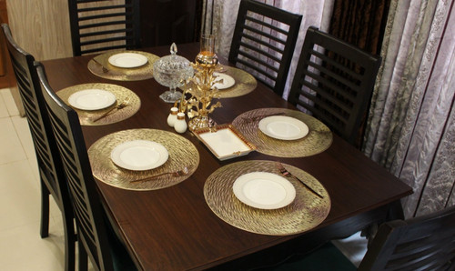 6pcs gold placemats round - gold,