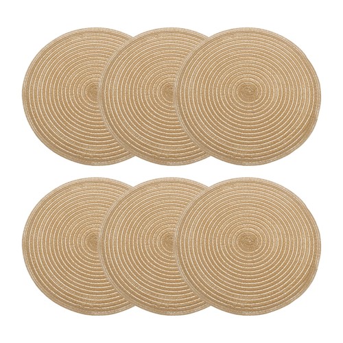 6pcs round braided placemats - 6pcs,