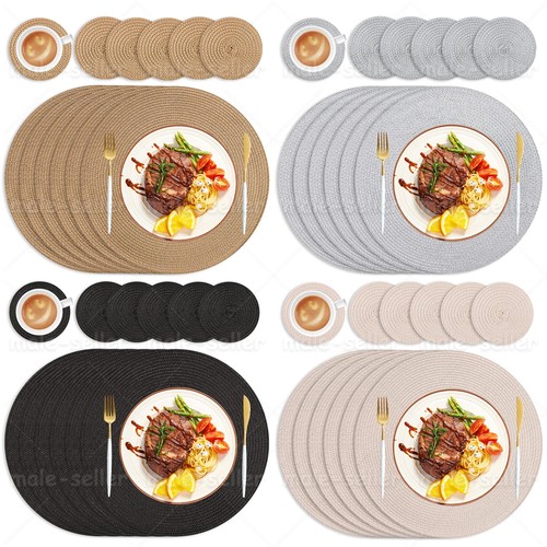 Round woven 6pcs placemats - round, and