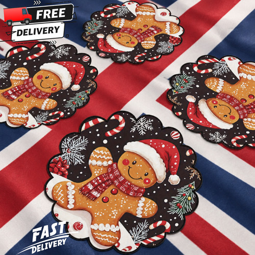 4pcs christmas round placemats - 4pcs,