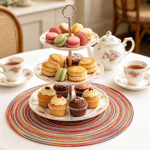 Set 12pcs round placemats - round,