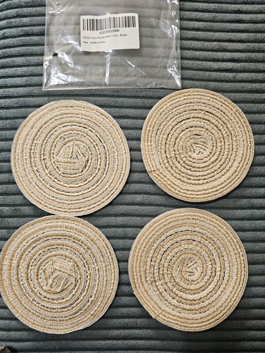 Beige round woven yarn - round,