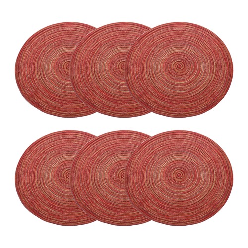 6pcs round braided placemats - 6pcs,