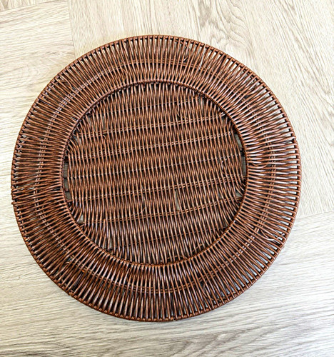Round brown woven - woven, rattan