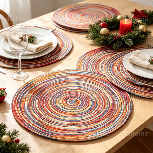 Round woven placemats - round, of
