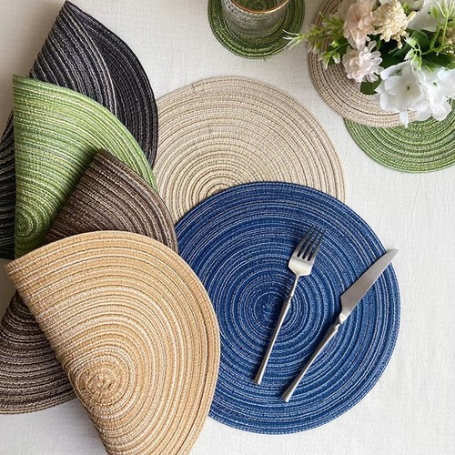 4pcs braided round placemats - braided,