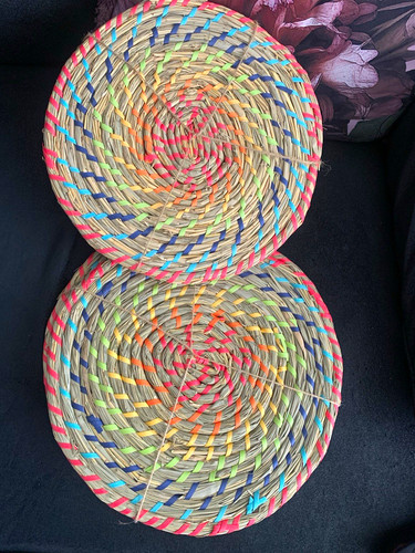 Set placemats round woven - of, 4