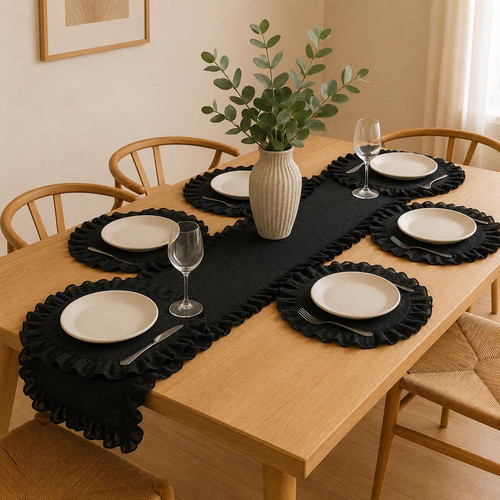Black ruffle runner and - black,