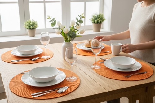 Set round woven placemats - set,