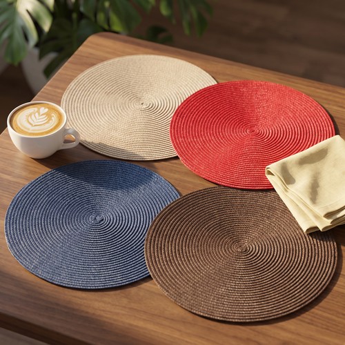 Round woven pcs placemats - round,