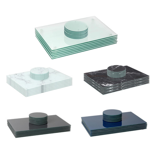 12pc glass placemats round - glass,